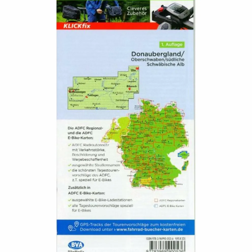 ADFC TRAUMHAFTE E-BIKE-TOUREN IM DONAUBERGLAND 1:75.000 - Fahrradkarte^ Fahrradkarten|Fahrradkarten