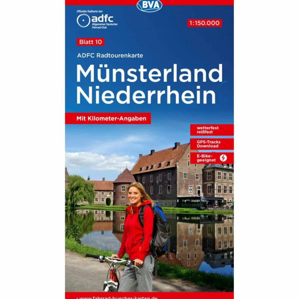 ADFC-RADTOURENKARTE 10 MÜNSTERLAND NIEDERRHEIN 1:150.000 - Fahrradkarte^ Fahrradkarten|Fahrradkarten