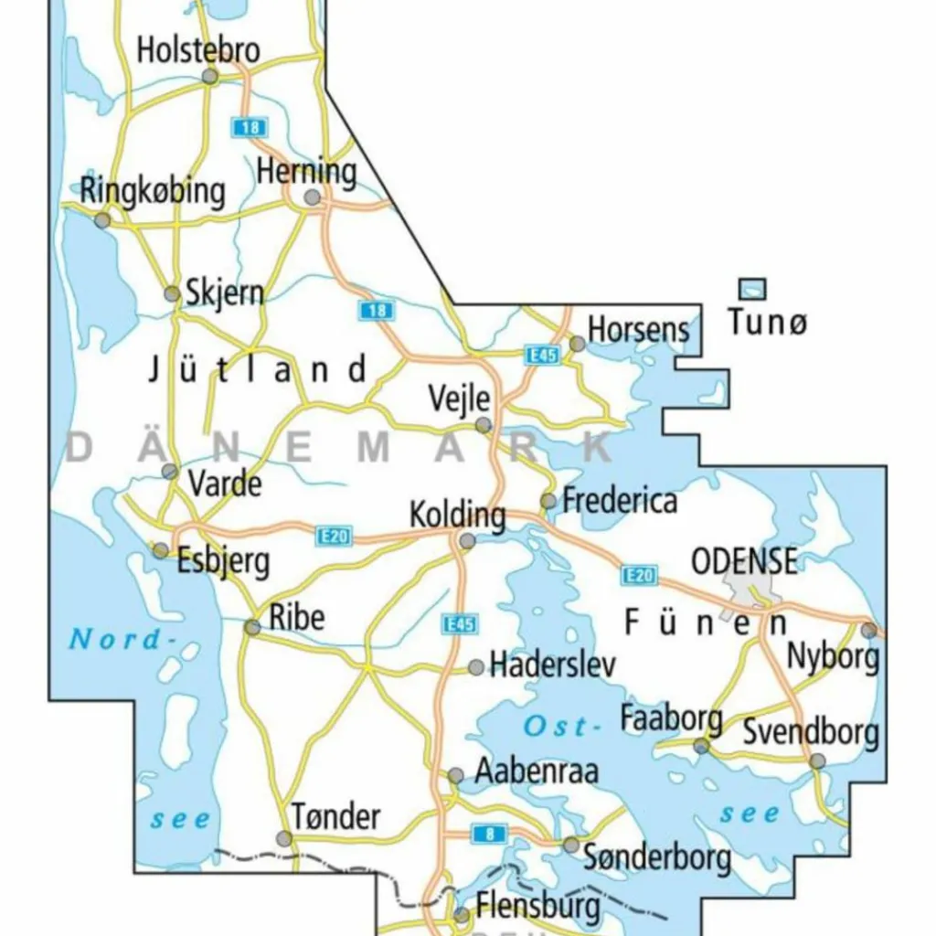 ADFC-RADTOURENKARTE DK2 DÄNEMARK/JÜTLAND SÜD/ FÜNEN - Fahrradkarte^ Fahrradkarten|Fahrradkarten