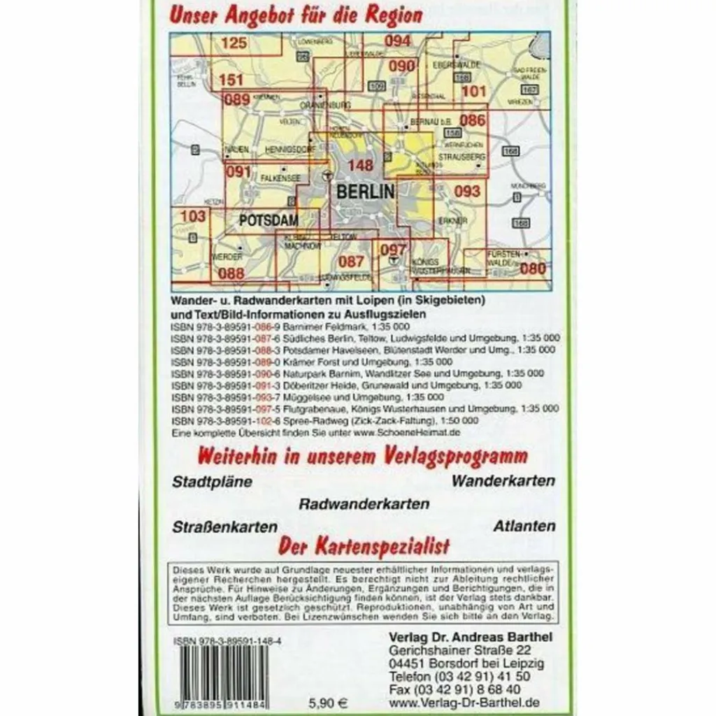 BERLIN UND UMGEBUNG - Wanderkarte^ Fahrradkarten|Wanderkarten Und Winterkarten