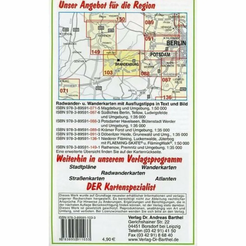 BRANDENBURGER HAVELSEEN UND UMGEBUNG - Wanderkarte^ Fahrradkarten|Wanderkarten Und Winterkarten