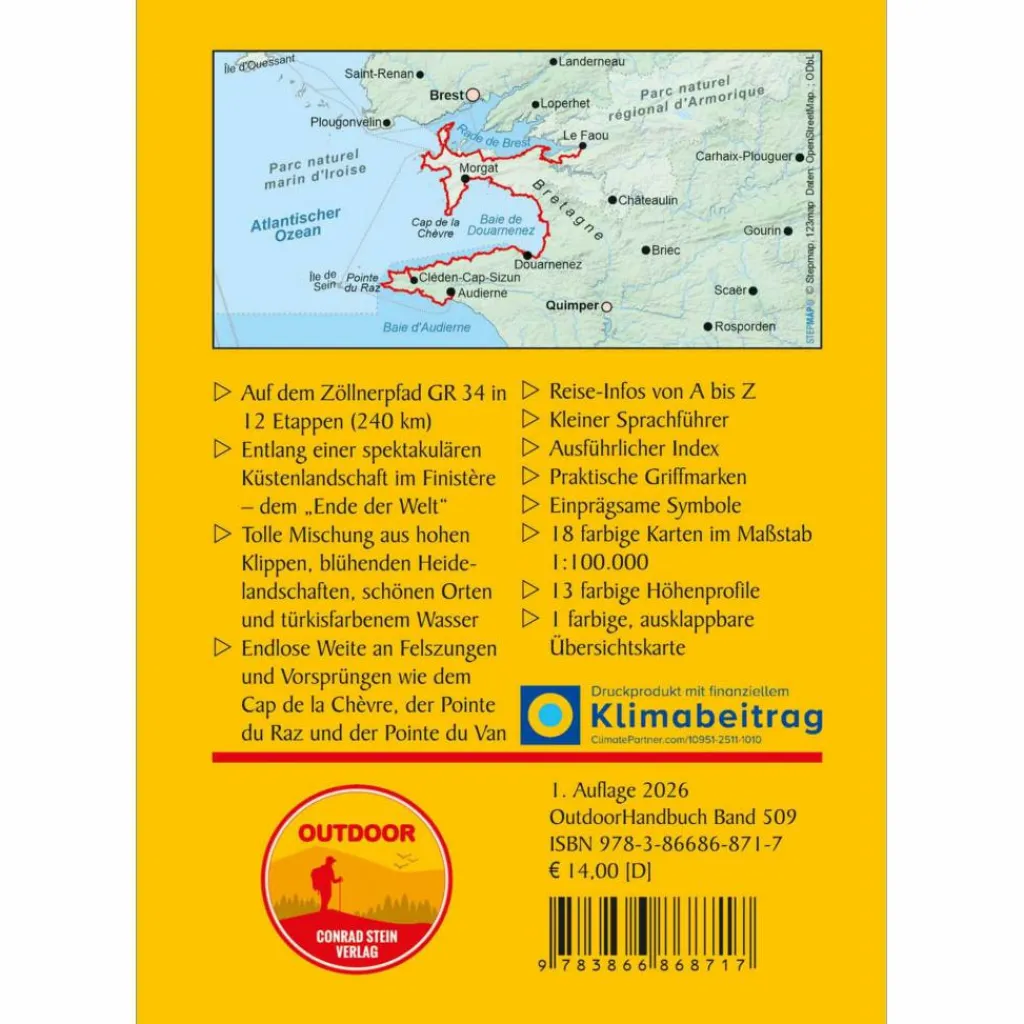 BRETAGNE: ZÖLLNERPFAD GR 34 VON LE FAOU BIS AUDIERNE - Wanderführer^ Wanderführer
