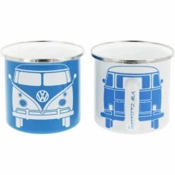 BRISA Campingtöpfe Und Campinggeschirr*VW T1 BUS ENAMEL TASSE 2ER SET IN GESCHENKBOX - FRONT/WEISS - Becher