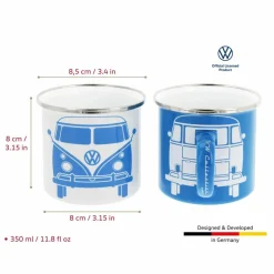 BRISA Campingtöpfe Und Campinggeschirr*VW T1 BUS ENAMEL TASSE 2ER SET IN GESCHENKBOX - FRONT/WEISS - Becher