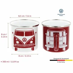 BRISA VW T1 BUS ENAMEL TASSE 2ER SET IN GESCHENKBOX - FRONT/WEISS - Becher^ Campingtöpfe Und Campinggeschirr