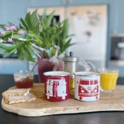 BRISA VW T1 BUS ENAMEL TASSE 2ER SET IN GESCHENKBOX - FRONT/WEISS - Becher^ Campingtöpfe Und Campinggeschirr