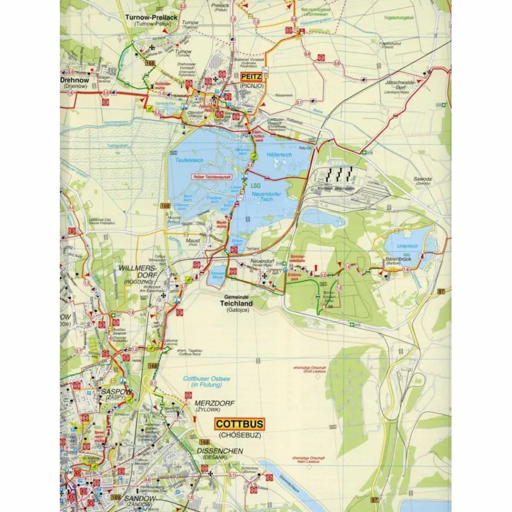 COTTBUS, PEITZER TEICHE UND UMGEBUNG - Wanderkarte^ Fahrradkarten|Wanderkarten Und Winterkarten