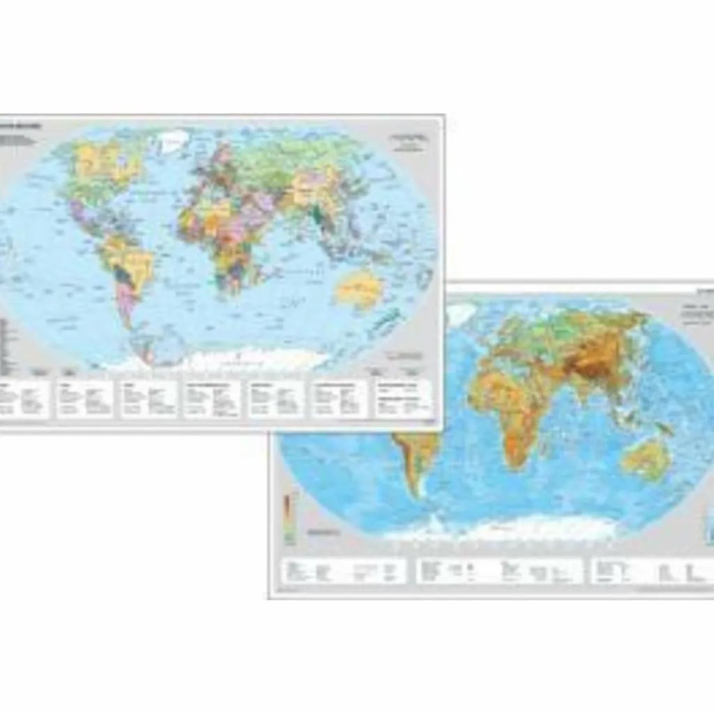 Schreibwaren*DIE WELT PHYSISCH / POLITISCH DUO-SCHREIBUNTERLAGE - Weltkarte