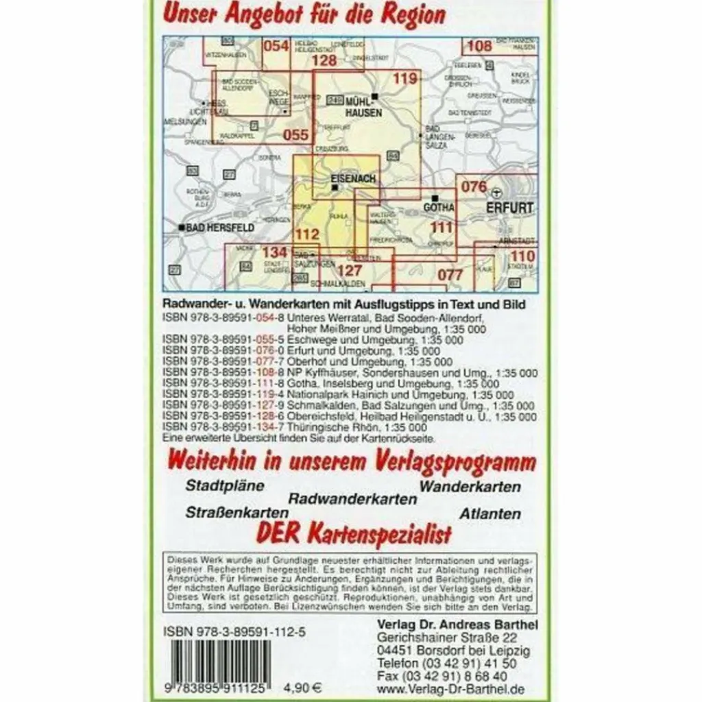 Fahrradkarten|Wanderkarten Und Winterkarten*EISENACH UND UMGEBUNG 1 : 35 000 - Wanderkarte
