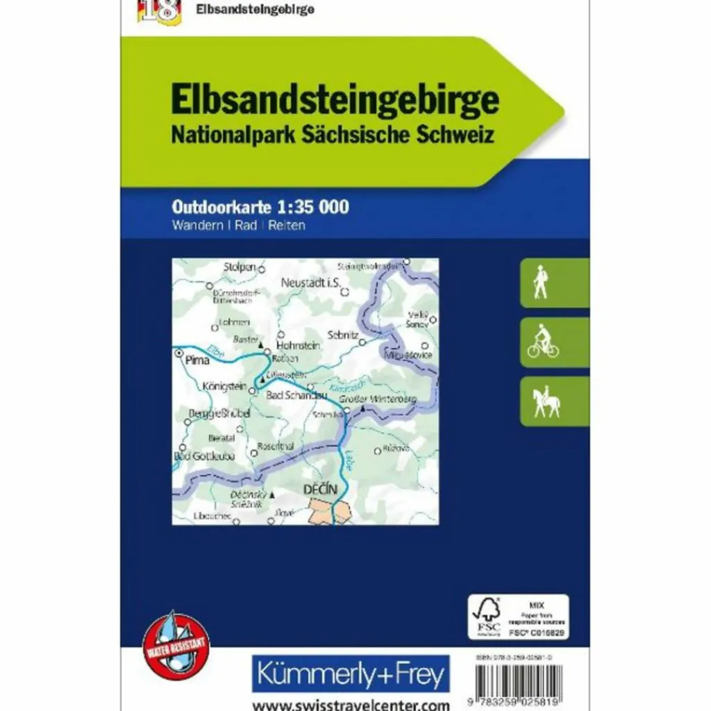 ELBSANDSTEINGEBIRGE NR. 18 OUTDOORKARTE DEUTSCHLAND 1:35 000 - Karte^ Fahrradkarten|Wanderkarten Und Winterkarten