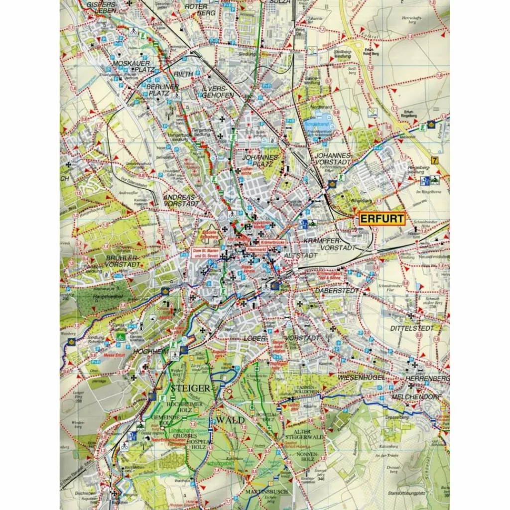 Fahrradkarten|Wanderkarten Und Winterkarten*ERFURT UND UMGEBUNG 1 : 35 000 - Wanderkarte