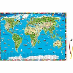 ERLEBNISKARTE ILLUSTRIERTE WELTKARTE SCHREIBUNTERLAGE^ Schreibwaren