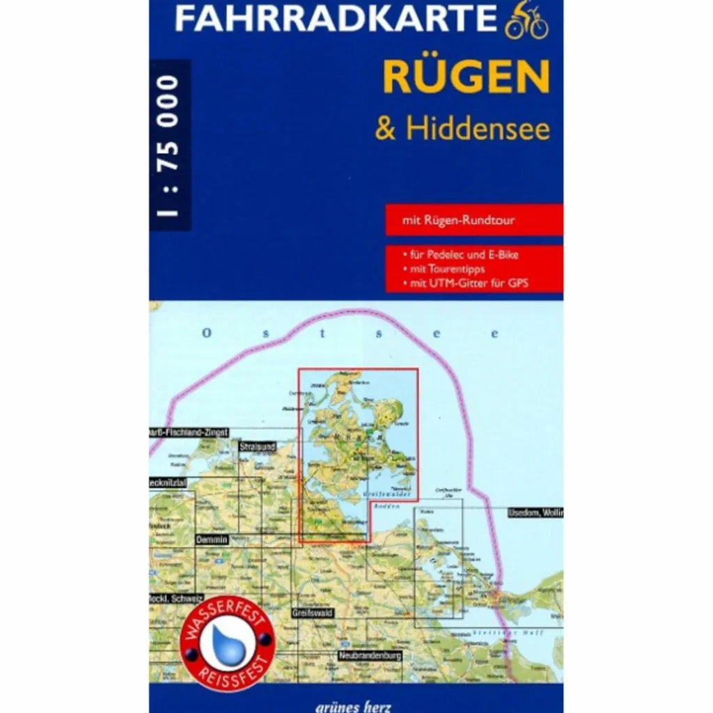 Fahrradkarten|Fahrradkarten*FK RÜGEN - HIDDENSEE (WASSER- UND REIßFEST) - Fahrradkarte