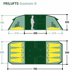FRILUFTS Familienzelte|3-Jahreszeiten-Zelte*GRASSHOLM 8 - Familienzelt