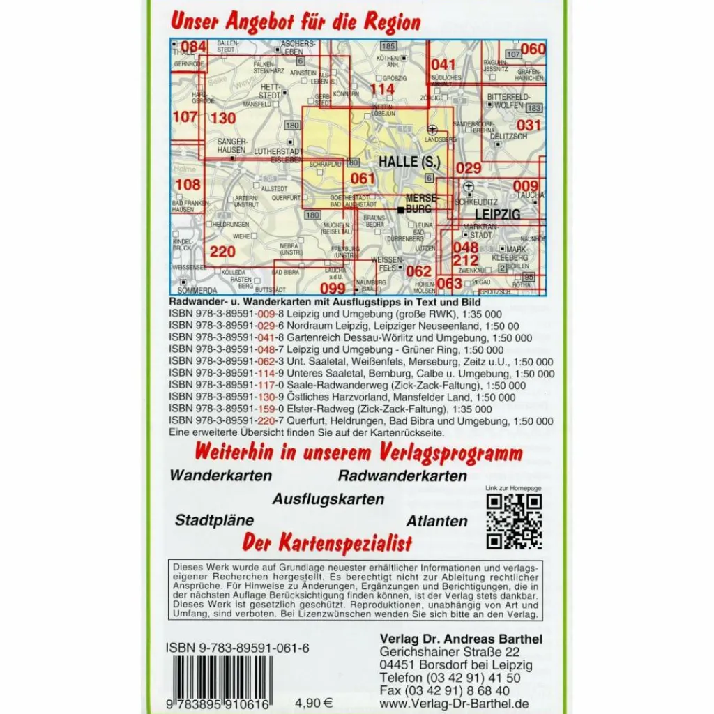 Fahrradkarten|Wanderkarten Und Winterkarten*HALLE ( SAALE) UND UMGEBUNG 1 : 50 000. - Wanderkarte
