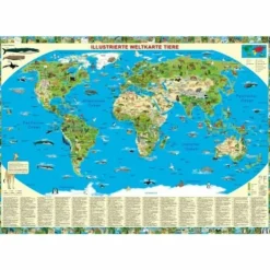 ILLUSTRIERTE WELTKARTE TIERE^ Wandkarten Und Poster