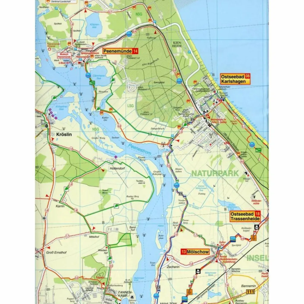 INSEL USEDOM 1 : 35 000 RADWANDER- UND W - Wanderkarte^ Fahrradkarten|Wanderkarten Und Winterkarten