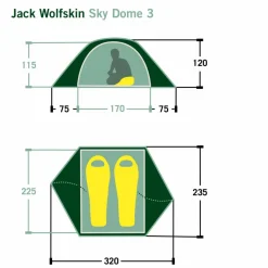 Jack Wolfskin 2-Personen-Zelte|3-Jahreszeiten-Zelte*SKY DOME III - Kuppelzelt