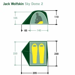 Jack Wolfskin SKY DOME II - Kuppelzelt^ 2-Personen-Zelte|3-Jahreszeiten-Zelte