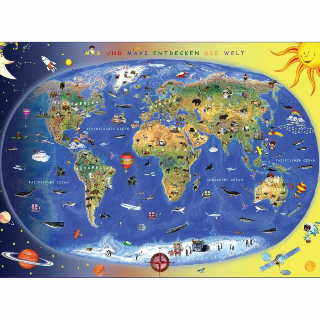 Wandkarten Und Poster*KINDERWELTKARTE LERNPOSTER MIT METALLBELEISTUNG - Weltkarte