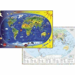 Wandkarten Und Poster*KINDERWELTKARTE STAATEN DER ERDE MIT FLAGGENRAND