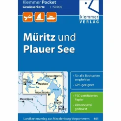 Gewässerkarten|Gewässerkarten*KLEMMER POCKET GEWÄSSERKARTE MÜRITZ - Wasserkarte