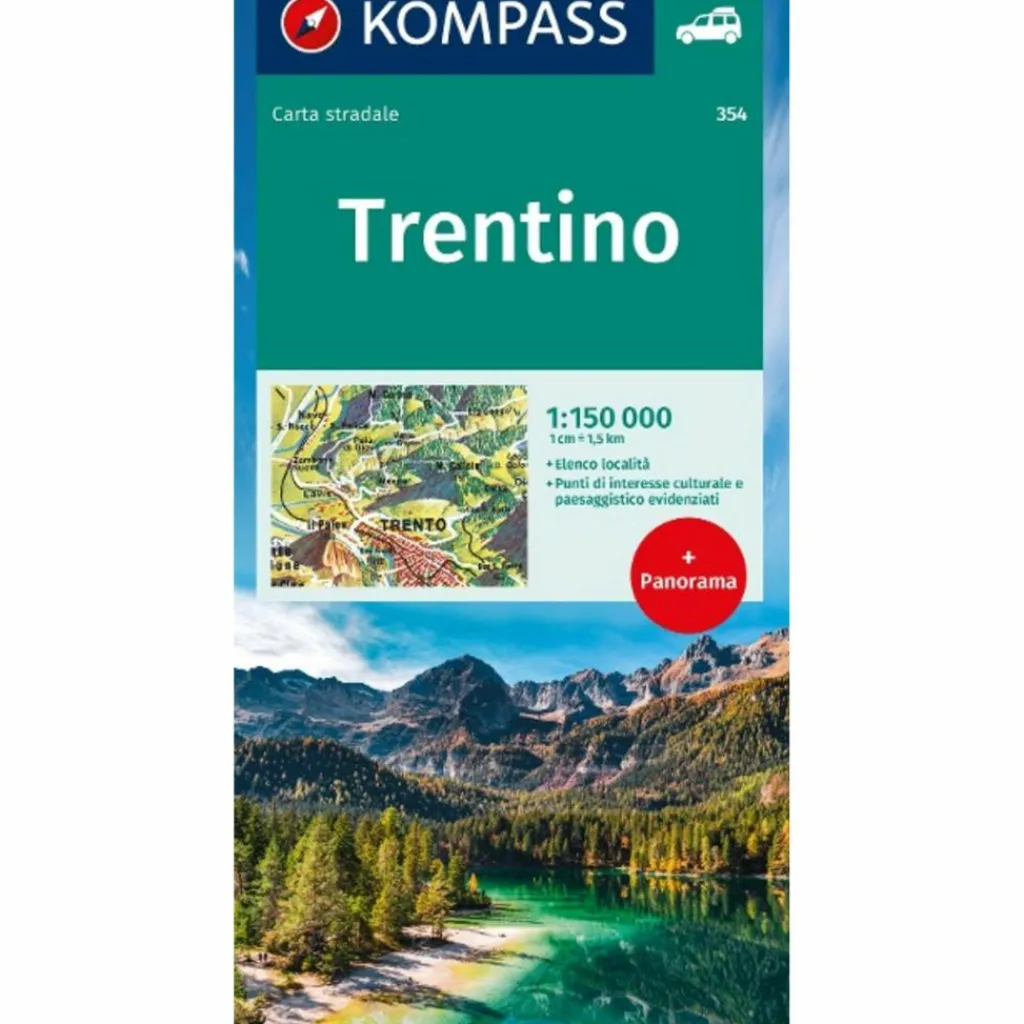 KOMPASS AUTOKARTE TRENTINO 1:150.000 - Straßenkarte^ Straßenkarten|Straßenkarten