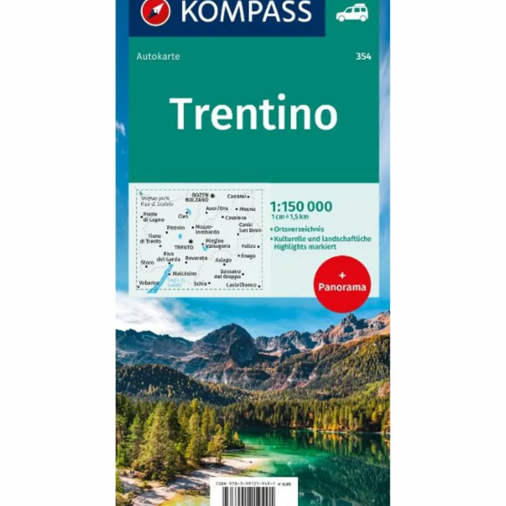 KOMPASS AUTOKARTE TRENTINO 1:150.000 - Straßenkarte^ Straßenkarten|Straßenkarten