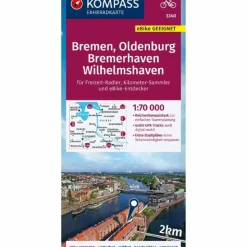 KOMPASS FAHRRADKARTE 3340 BREMEN, OLDENBURG, BREMERHAVEN^ Fahrradkarten|Fahrradkarten