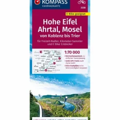 KOMPASS FAHRRADKARTE 3338 HOHE EIFEL, AHRTAL, MOSEL^ Fahrradkarten|Fahrradkarten