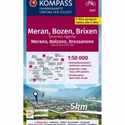 Fahrradkarten|Fahrradkarten*KOMPASS FAHRRADKARTE 3421 MERAN, BOZEN UND UMGEBUNG 1:50.000