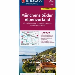 KOMPASS FAHRRADKARTE 3337 MÜNCHENS SÜDEN, ALPENVORLAND^ Fahrradkarten|Fahrradkarten