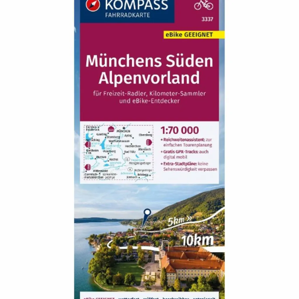 KOMPASS FAHRRADKARTE 3337 MÜNCHENS SÜDEN, ALPENVORLAND^ Fahrradkarten|Fahrradkarten