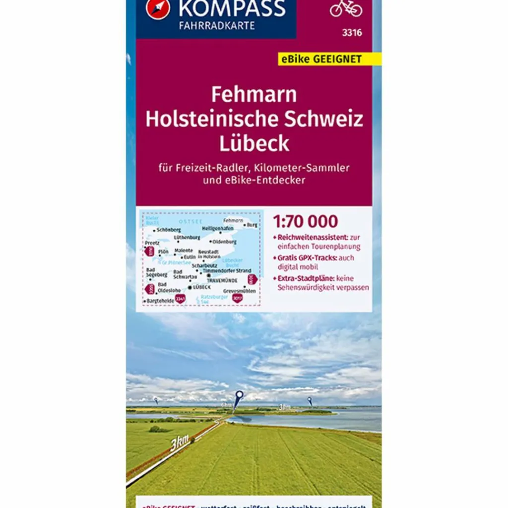 KOMPASS FAHRRADKARTE FEHMARN, HOLSTEINISCHE SCHWEIZ^ Fahrradkarten|Fahrradkarten