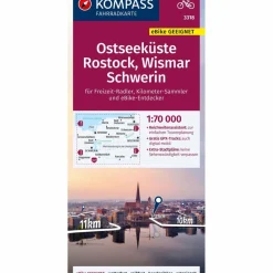 KOMPASS FAHRRADKARTE OSTSEEKÜSTE,ROSTOCK,WISMAR,SCHWERIN^ Fahrradkarten|Fahrradkarten