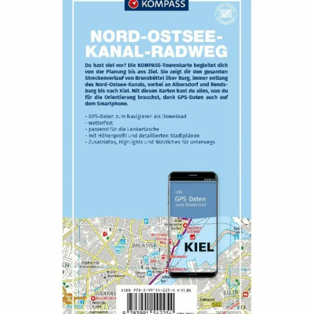 KOMPASS FAHRRAD-TOURENKARTE NORD-OSTSEE-KANAL-RADWEG^ Fahrradkarten|Fahrradkarten