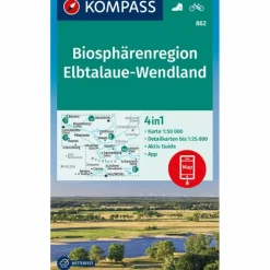 KOMPASS WANDERKARTE 862 BIOSPHÄRENREGION ELBTALAUE-WENDLAND^ Wanderkarten Und Winterkarten|Wanderkarten Und Winterkarten