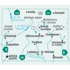 Wanderkarten Und Winterkarten|Wanderkarten Und Winterkarten*KOMPASS WANDERKARTE 87 BREUIL-CERVINIA, ZERMATT 1:50.000