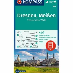 KOMPASS WANDERKARTE 809 DRESDEN, MEIßEN, THARANDTER WALD^ Wanderkarten Und Winterkarten|Wanderkarten Und Winterkarten