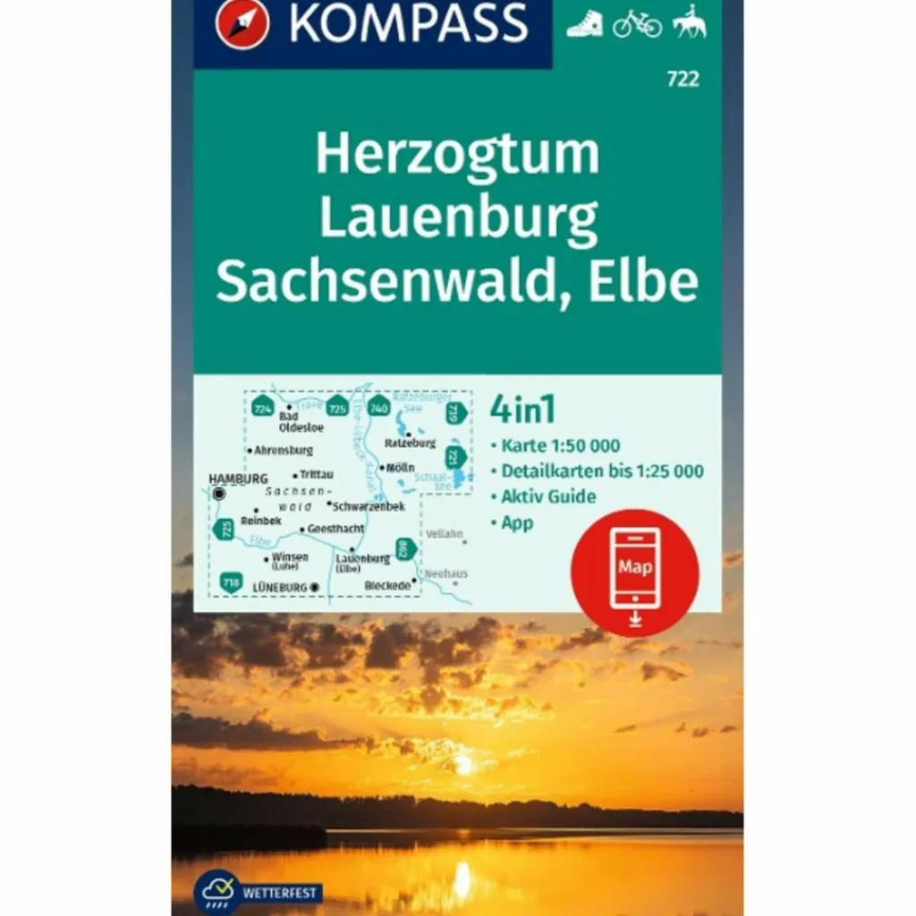 KOMPASS WANDERKARTE 722 HERZOGTUM LAUENBURG, SACHSENWALD^ Wanderkarten Und Winterkarten|Wanderkarten Und Winterkarten