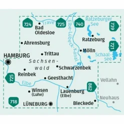 KOMPASS WANDERKARTE 722 HERZOGTUM LAUENBURG, SACHSENWALD^ Wanderkarten Und Winterkarten|Wanderkarten Und Winterkarten