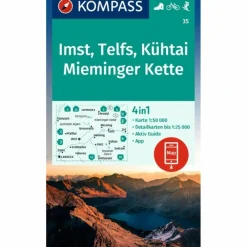 KOMPASS WANDERKARTE 35 IMST, TELFS, KÜHTAI, MIEMINGER KETTE^ Wanderkarten Und Winterkarten|Wanderkarten Und Winterkarten