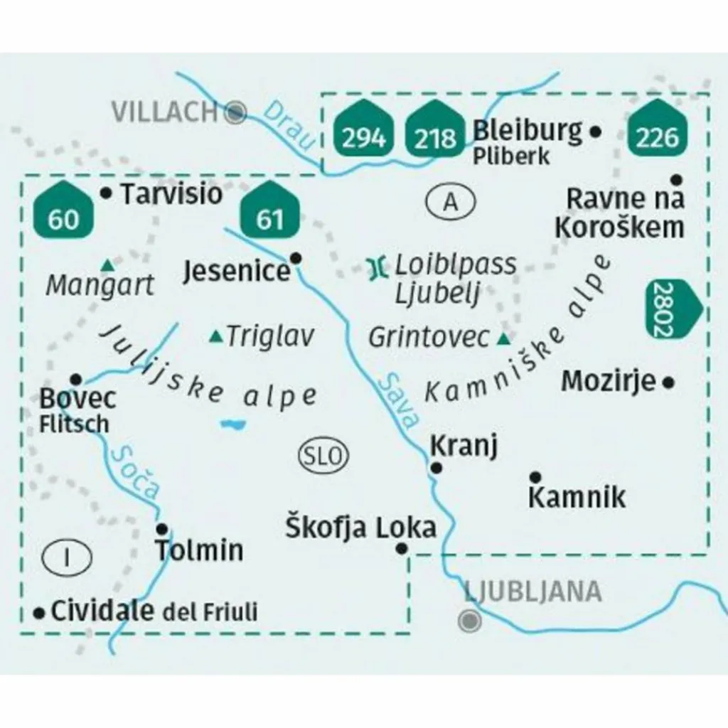 KOMPASS WANDERKARTE 2801 JULISCHE ALPEN^ Wanderkarten Und Winterkarten|Wanderkarten Und Winterkarten