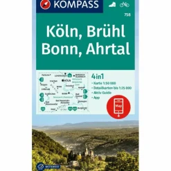 Wanderkarten Und Winterkarten|Wanderkarten Und Winterkarten*KOMPASS WANDERKARTE 758 KÖLN, BRÜHL, BONN, AHRTAL 1:50.000