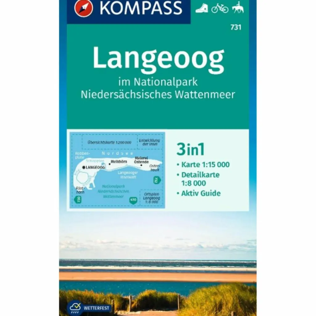 KOMPASS WANDERKARTE 731 LANGEOOG^ Wanderkarten Und Winterkarten|Wanderkarten Und Winterkarten