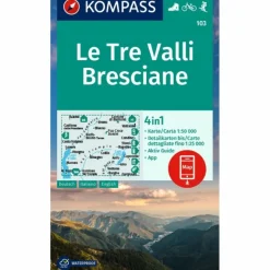 KOMPASS WANDERKARTE 103 LE TRE VALLI BRESCIANE 1:50.000^ Wanderkarten Und Winterkarten|Wanderkarten Und Winterkarten