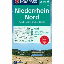 Wanderkarten Und Winterkarten|Wanderkarten Und Winterkarten*KOMPASS WANDERKARTE 752 NIEDERRHEIN NORD, REICHSWALD