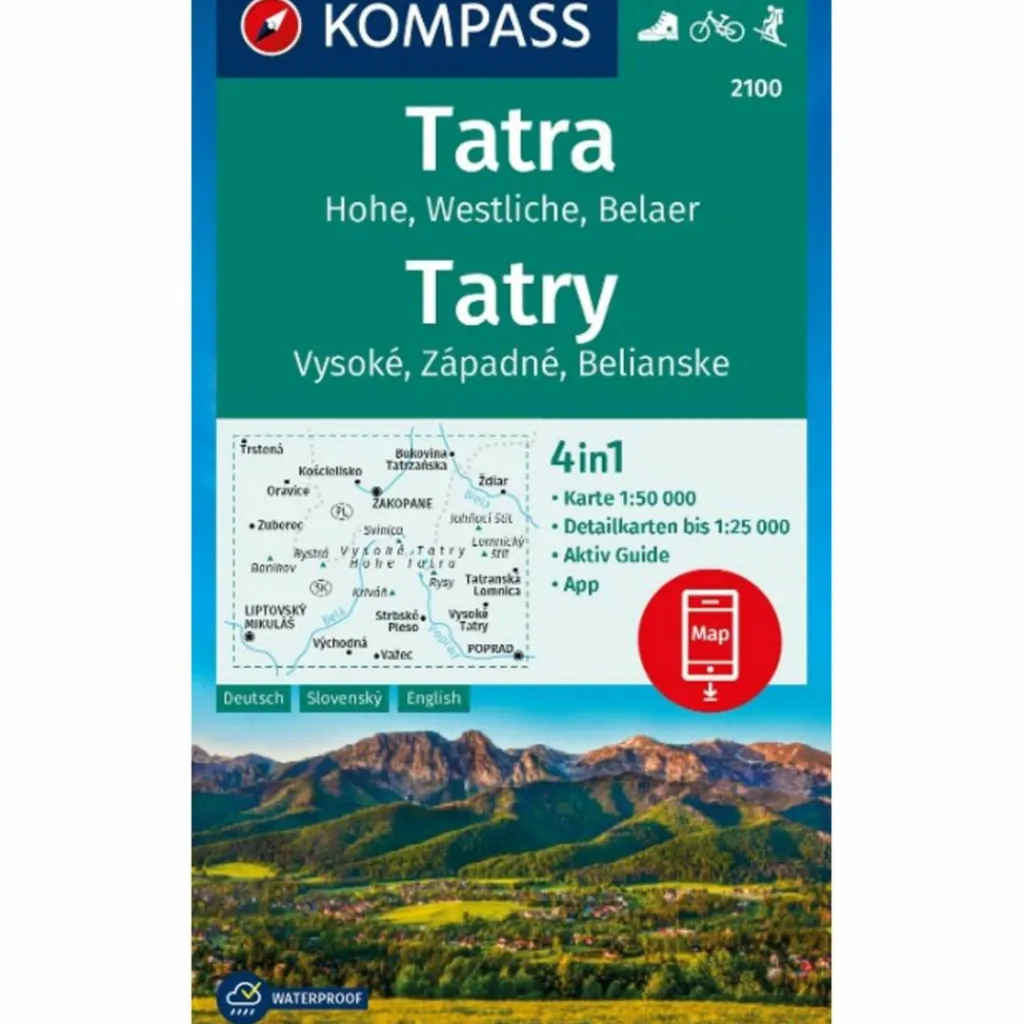KOMPASS WANDERKARTE 2100 TATRA, HOHE, WESTLICHE, BELAER^ Wanderkarten Und Winterkarten|Wanderkarten Und Winterkarten