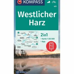 Wanderkarten Und Winterkarten|Wanderkarten Und Winterkarten*KOMPASS WANDERKARTE 451 WESTLICHER HARZ 1:50000