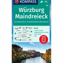 KOMPASS WANDERKARTE 166 WÜRZBURG, MAINDREIECK, SCHWEINFURT^ Wanderkarten Und Winterkarten|Wanderkarten Und Winterkarten